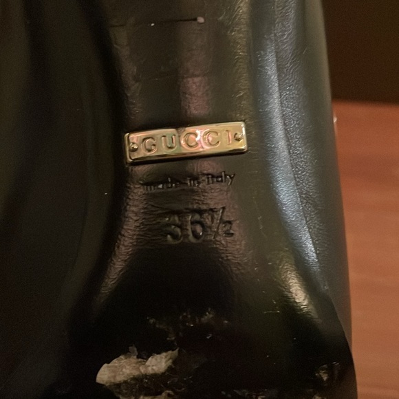 Gucci peeptoe ankle bootie with gold horsebit zip up - Picture 5 of 11